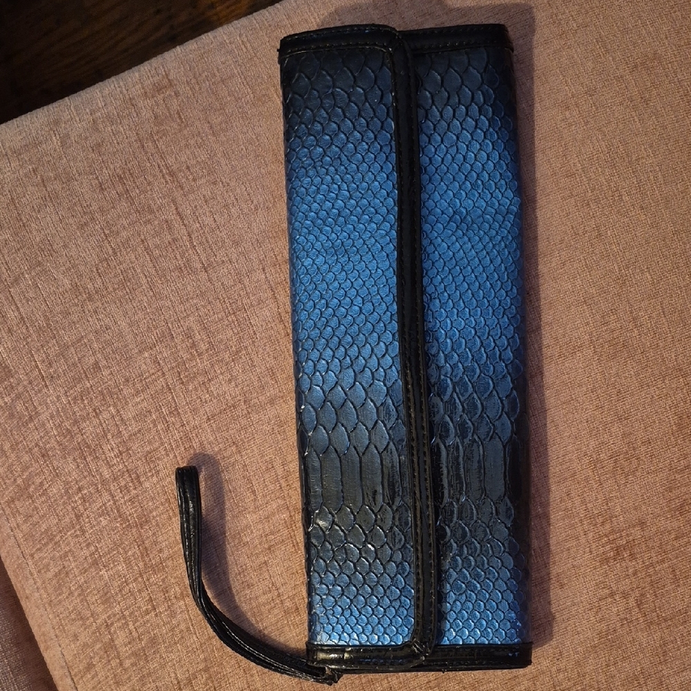 Blue and Black Snakeskin Clutch